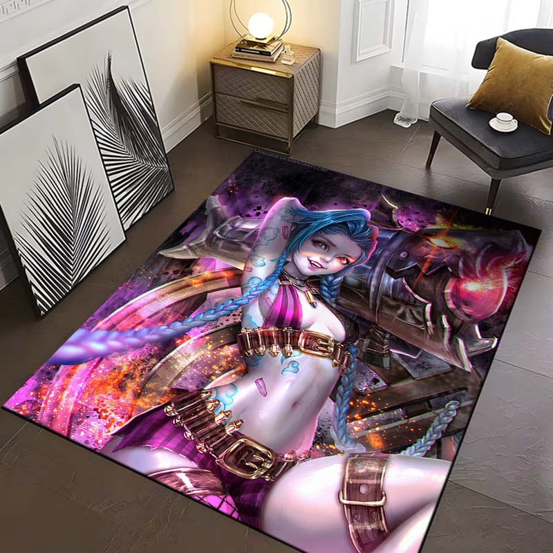 15 Size Game Lol Jinx-x Pattern Rug Carpet for Living Room Bathroom Mat Creative Doormat Carpet for Bedroom Home Decor