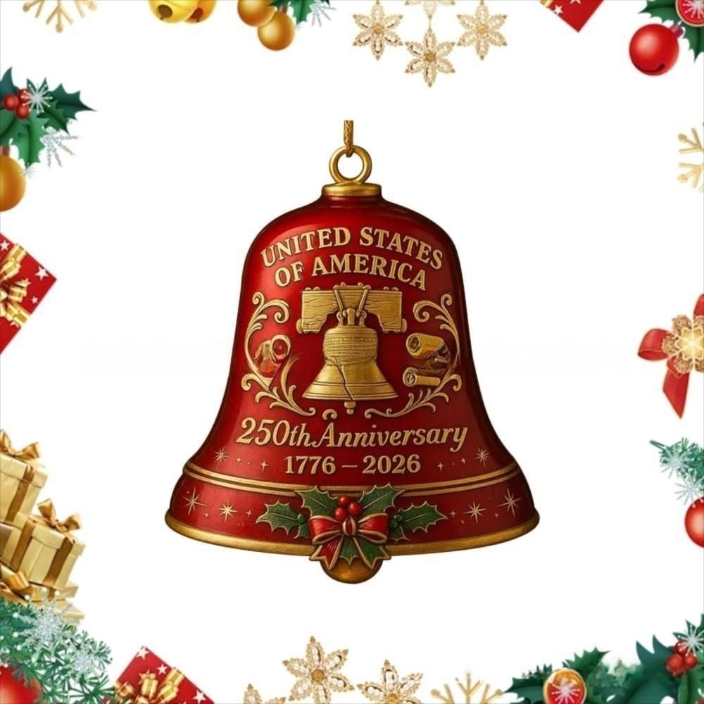 Vintage-Style 250th Anniversary Bell Ornament Portable Christmas Tree Decorations Metal Hanging Bell