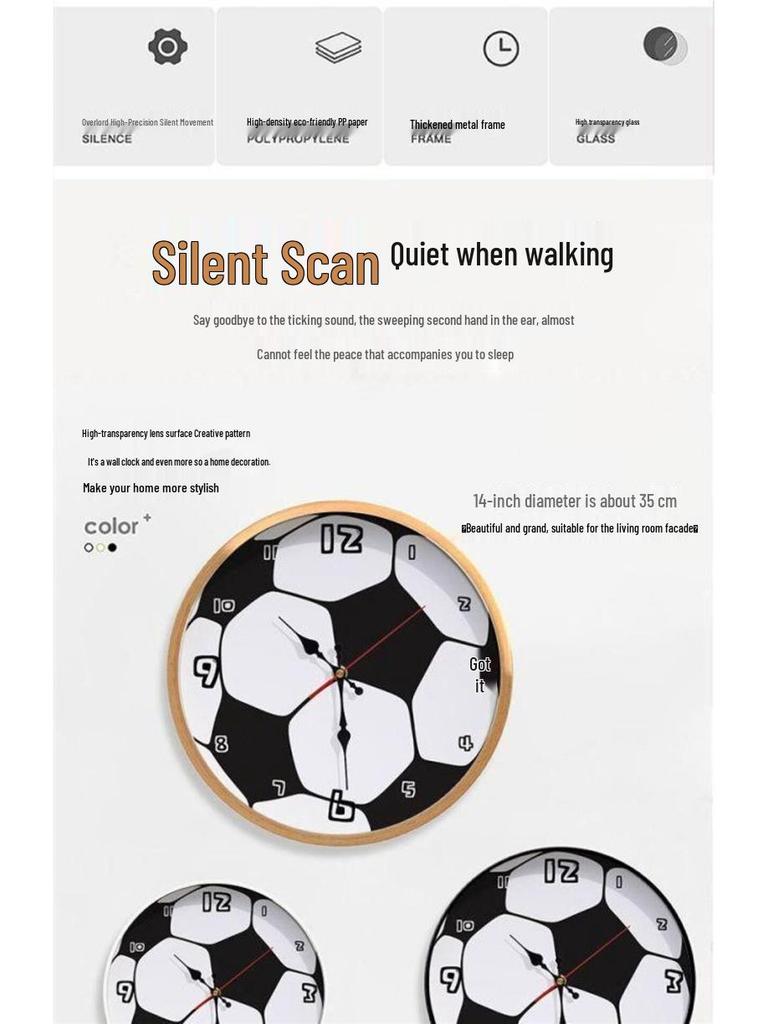 Creative Quartz Football Wall Clock - Sports Gift for Kids, Rooms & Shops