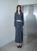 Nogtabeu Zipper Slim Long Skirt Gray