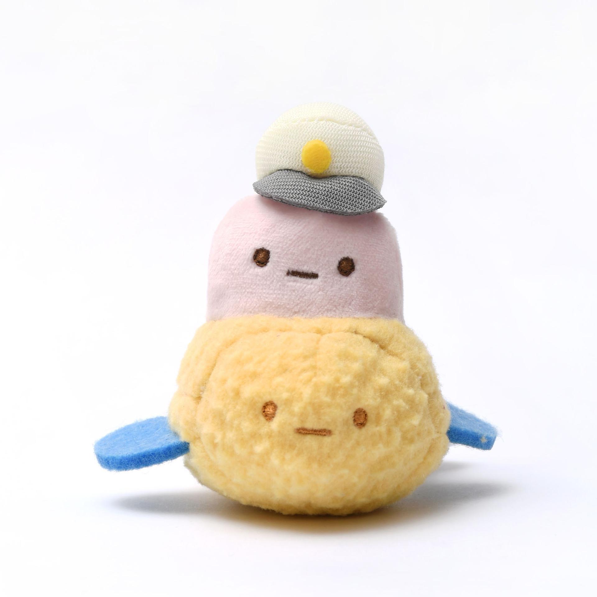 Cartoon Sumikko Gurashi Plush Keychain Tempura Fried Shrimp Stuffed Doll Pendant Backpack Decor Salmon Parachute Ornament Gift