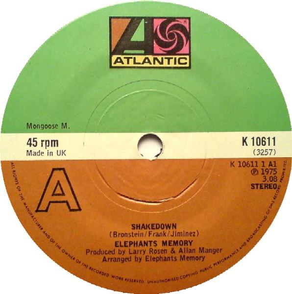 

7inch Record ELEPHANTS MEMORY Shakedown K10611 Atlantic 1975 UK Rock Used