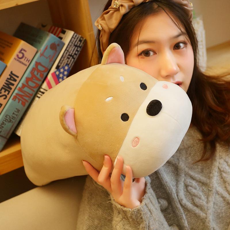 New Squishy Dog Doll Plush Toy Stuffed Kawaii Brown Grey Shiba Inu Doggy Lying Soft Animal Cuddly Plushie Peluche Kid Man Gift