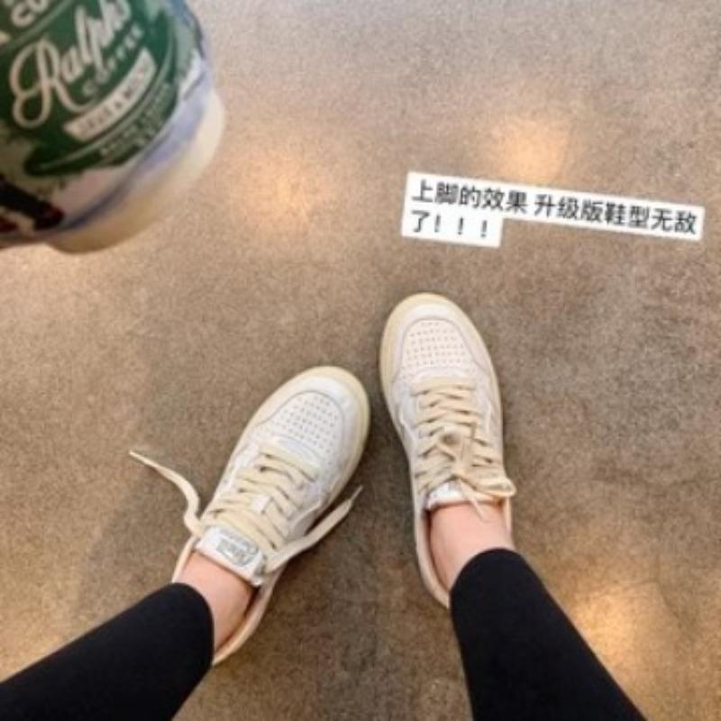 Cowhide version~ Washed horse leather casual sports shoes platform new little white shoes women's board shoes