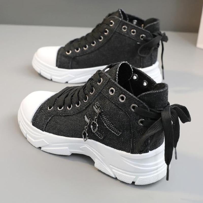 Fashion Canvas High-top Women Shoes 2025 Breathable Denim Sneakers Women Summer Thick Bottom Casual Shoes Size 44 Zapatillas De Mujer