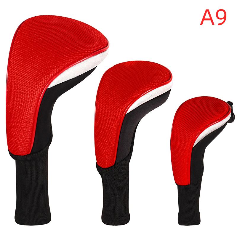 3Pcs Durable Golf Training Accessories Long-Necked Golf Club Head Covers Numbered Wooden Club Head Protector