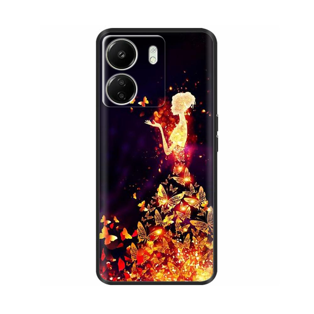 For Xiaomi Poco C65 Case Cute Luxury Painted Back Cover Soft Black Silicone Phone Case For Xiaomi Poco C65 PocoC65 Fundas Bumper