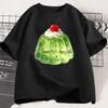Summer New D Green Jelly Cherry Print Tshirt for Women Versatile Round Neck Short Sleeved Top Cute Sweet Casual White Half