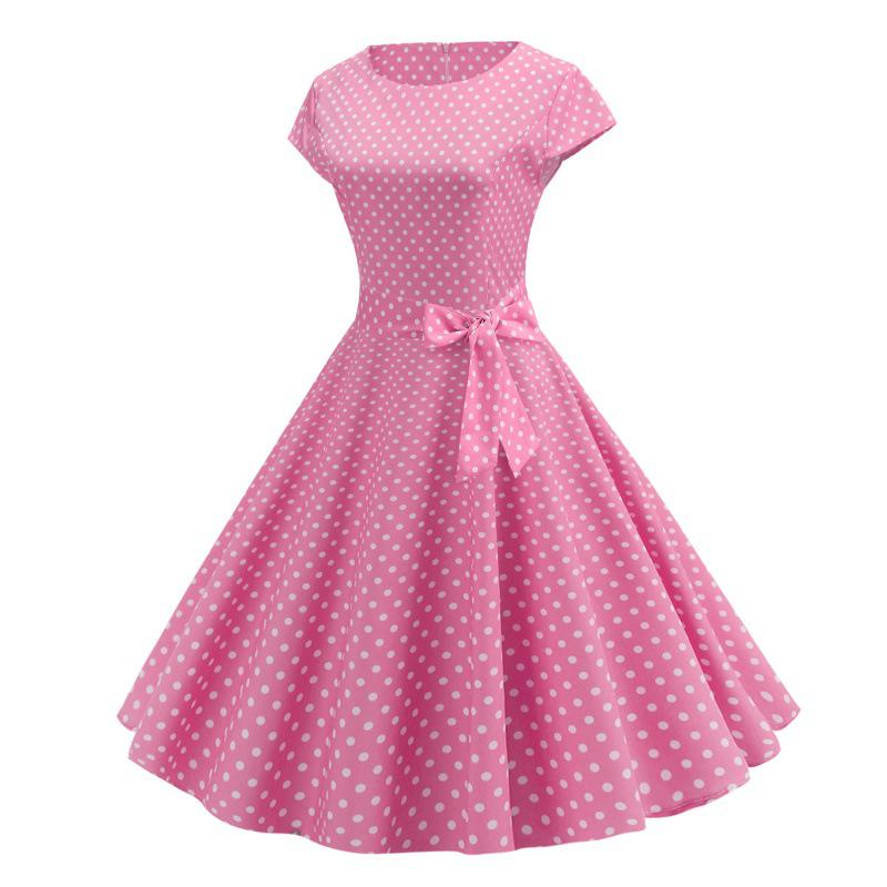 Hepburn Style 50s Retro Women's Print Swing Dress