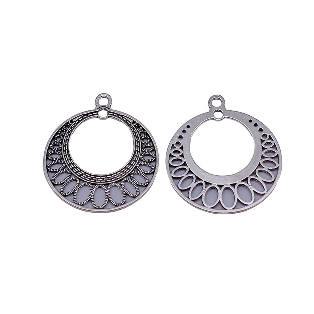 Irregular Oval Frame Connectors Moon Hammered Texture Links For Earring Making