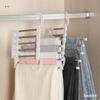 5 In1 Save Space Pants Hanger Collapsible Towel Tie Hook Multi-functional Clothes Trouser Rack Wardrobe Closet Organizer Storage
