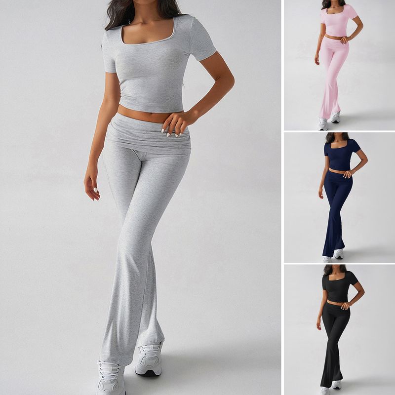 Spring 2025 Summer Cross-Border European and American Foreign Trade Women clothes Blazer Solid Navel T-shirt Long Pants Two-piece Suit