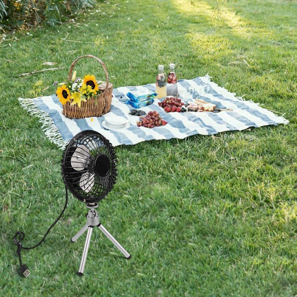 Camping Fan Dual Powered Fan For Picnics For Travel Adjustable Telescopic Stand Fan Camping Fan 10W Solar Panel