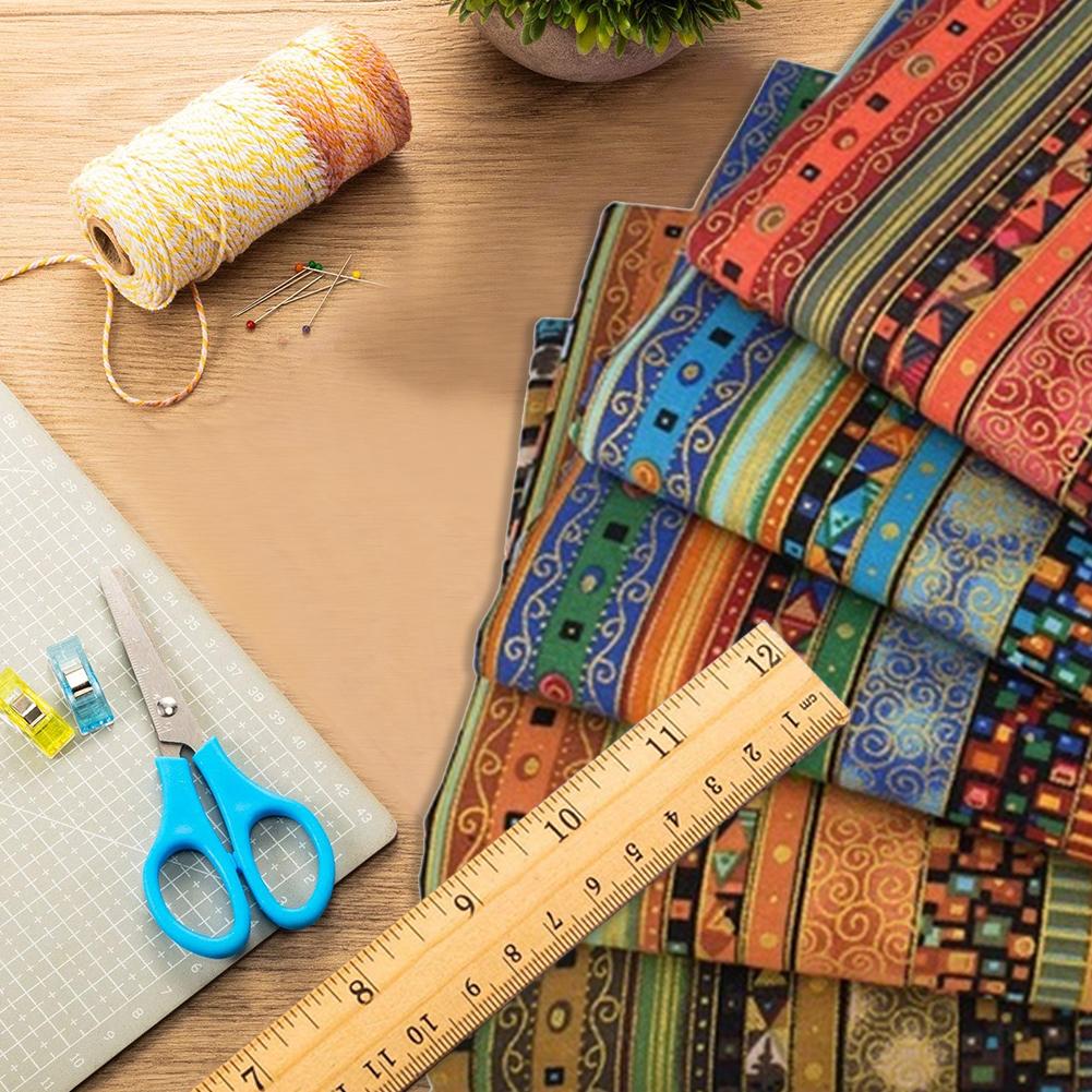 5 Pcs/set Colored  Printing  Fabrics Ethnic Style Pattern Striped Bronzing Handmade Patchwork Set Soft Breathable Diy Printed Cloth