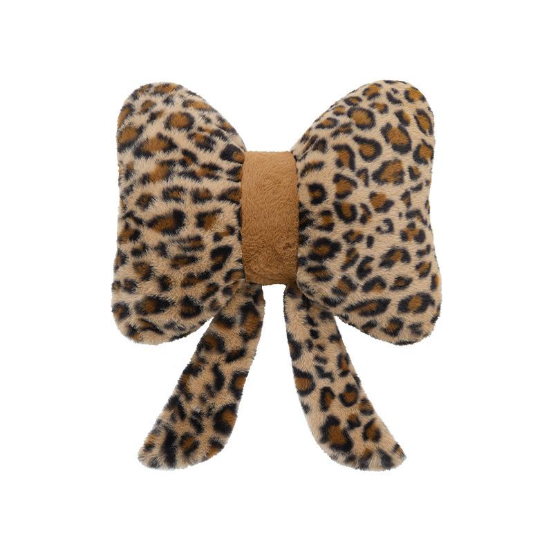 Leopard Print Car Seat Cushion Soft Plush Leopard Cover Winter Fluffy Warm Seat Supports Lumbar Support Pillow Car Seat Pillow