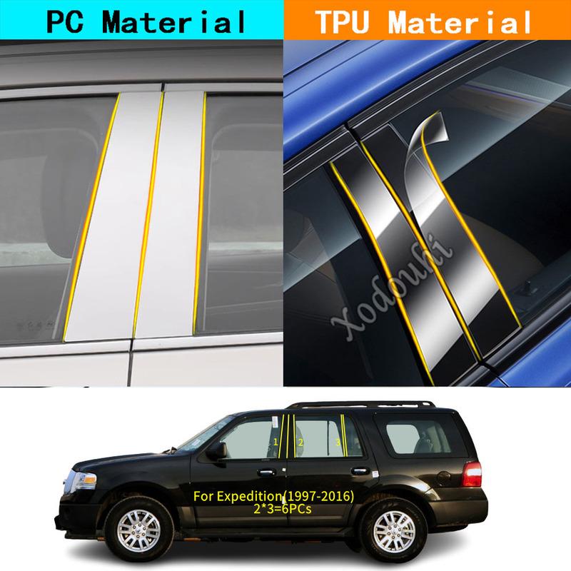 Car TPU/Glossy Mirror Pillar Post Cover Door Trim Window Molding Sticker For Ford Expedition 1997 1998 1999 2000- 2014 2015 2016