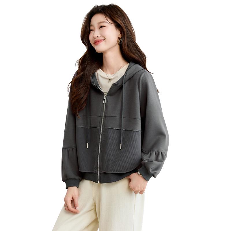 Spring 2025 Women's Casual Loose-Fit Hoodie Jacket - Trendy Age-Reducing Niche Design