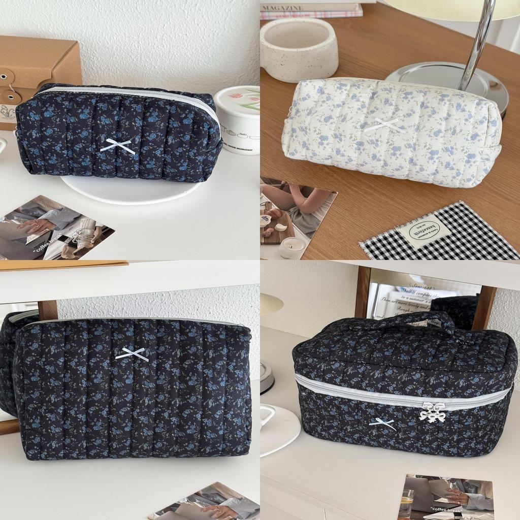 Floral Cotton Makeup Bag With Breathable Design For Daily Use