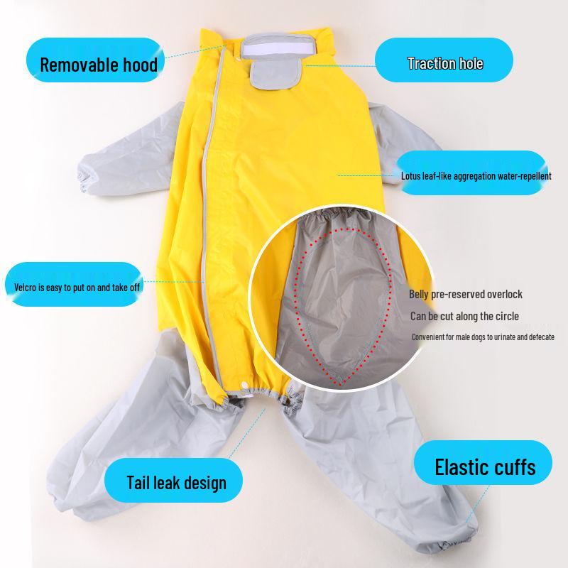 Large Waterproof Raincoat for Medium To Large Dogs: Samoyed, Golden Retriever, Labrador