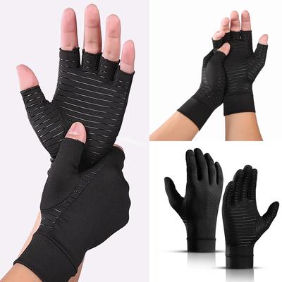 Compression Arthritis Gloves Half Finger Relief Copper Ion Fiber Pressure Protective Gloves Joint Rehabilitation Care Training