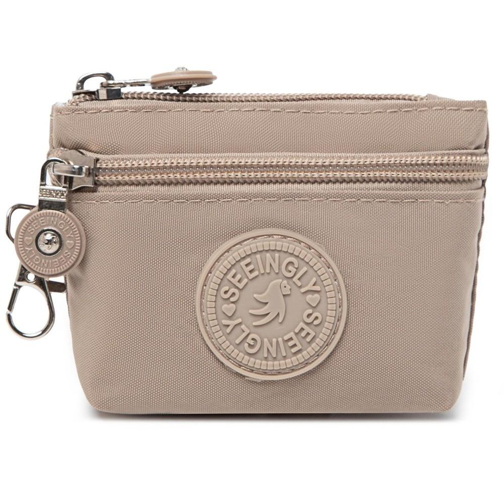 New Solid Color Women Wallet Nylon with Keychain Coin Purse Waterproof Mobile Phone Bag Ladies