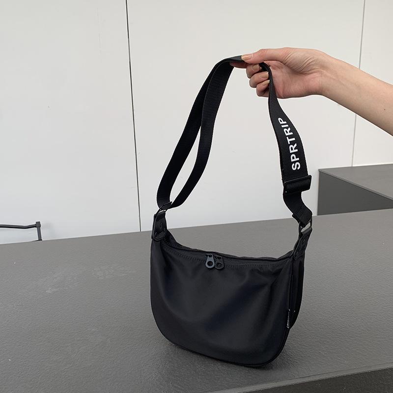 casual trendy messenger bag simple letters large capacity wide shoulder strap shoulder bag Oxford cloth crescent bag women's bag