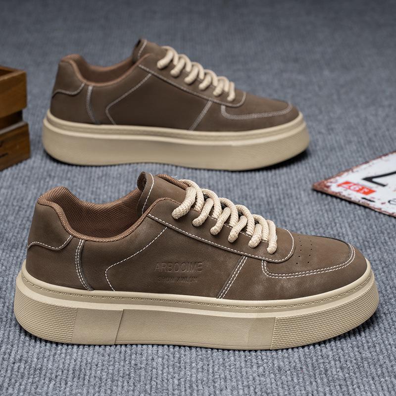 Men's Trendy Black Thick-Soled Breathable Skate Sneakers for Spring/Summer