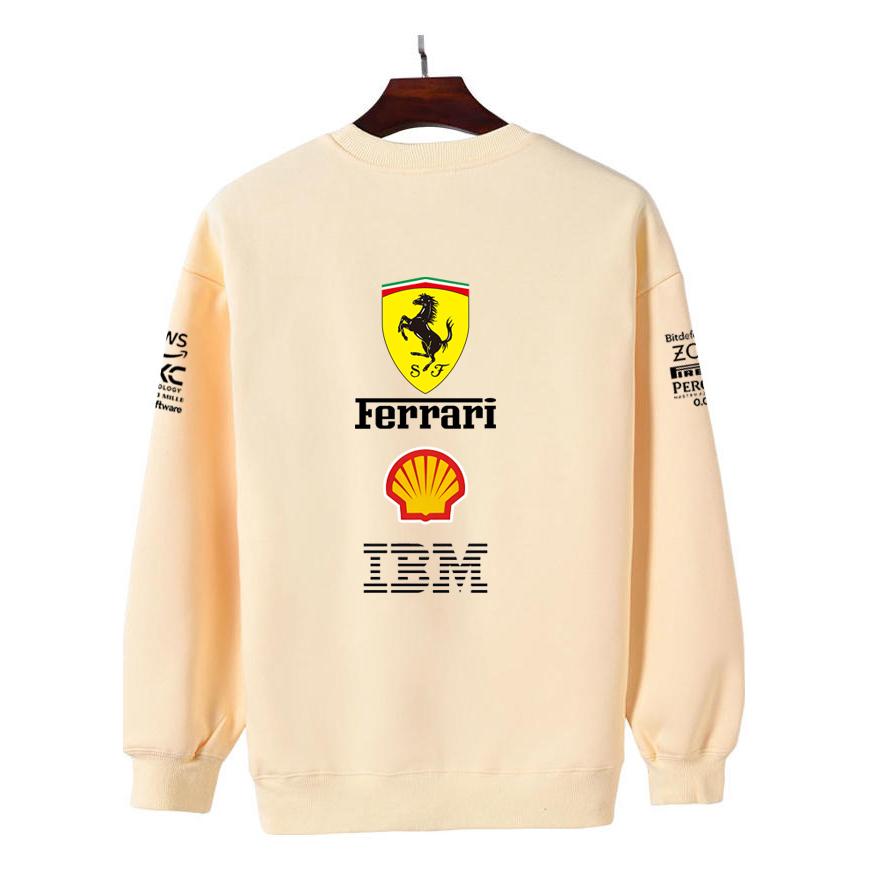 Unisex Men Women Thicken Autumn and Winter F1 Ferrari Racing Print Crewneck Sweatshirt Casual Loose Long Sleeve Pullover Sport Streetwear