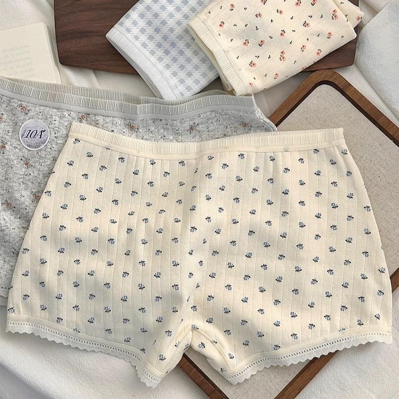 Female Spring and Summer Pure Cotton 10A Antibacterial 2 In 1 Safe Flat Angle Underwear