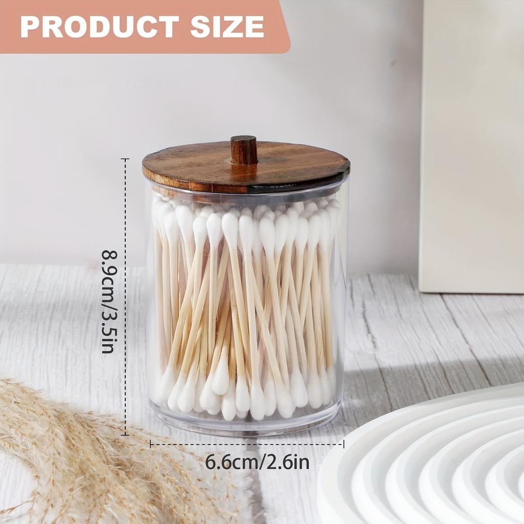 4er Pack Wattestäbchenhalter Spender Klare Plastik Apothekerglas Behälter Aufbewahrungsbox für Waschtisch Make-up Organizer Aufbewahrung Badezimmer