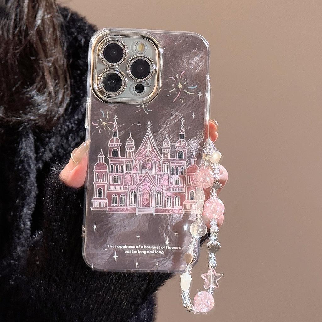 Girl Fireworks Castle with Chain for IPhone17 for Apple 16promax Mobile Phone Case 15 Glitter 13 All Inclusive