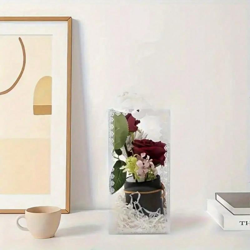 Transparente Plastik-Geschenkbox mit elegantem Band Quadratischer Aufbewahrungsbehälter Einfache Steckmontage Klebefreies Design Ideal für Weihnachten