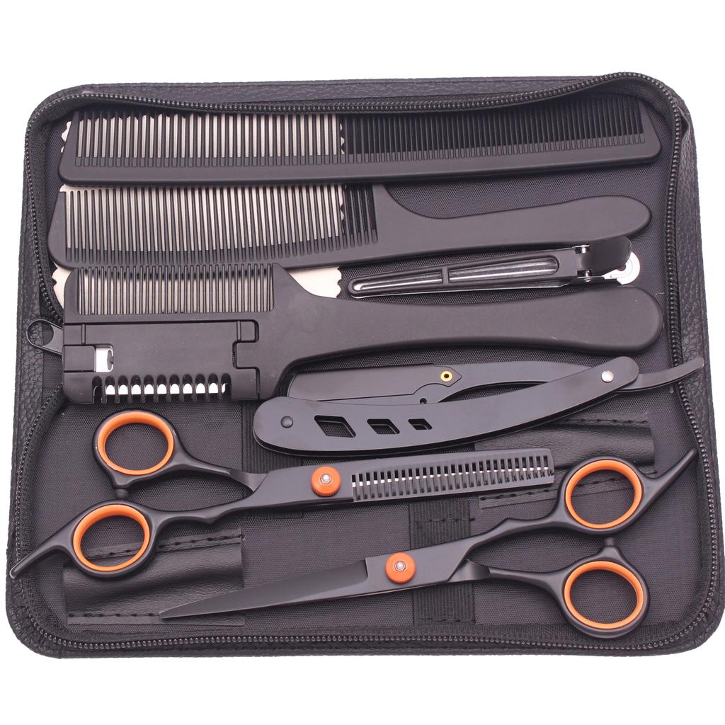 Haarschere 6" Edelstahl Haarschneideschere Friseur Ausdünnschere Haarschnitt Rasiermesser Kamm Wape Set für Friseurbedarf Dropshipping