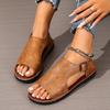 New Flat Beach Shoes, Open-toe Buttoned Large-sized Sandals for Women