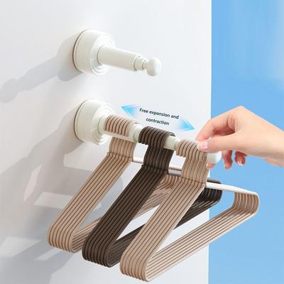 Gifts Retractable Hanger Storage Rod Wall Mounted Self Adhesive Hanger Organizer with Adjustable Suction Cup Storage Shelf