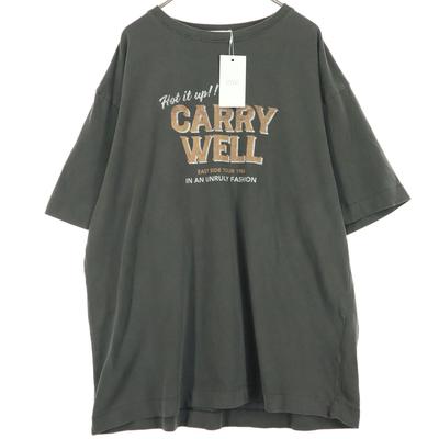 Unused LOWRYS FARM Print Short Sleeve T-shirt F Charcoal Gray Women Used