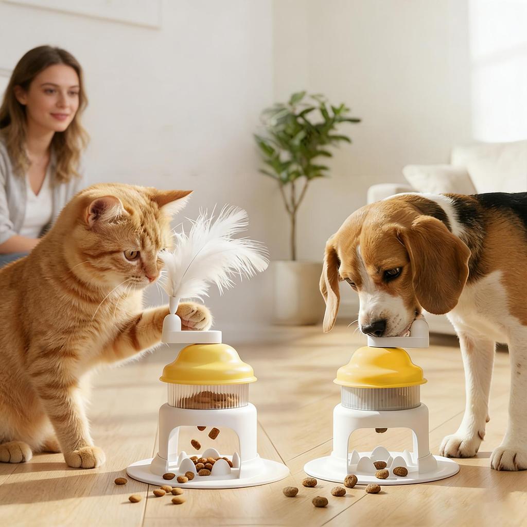Cat Treat Dispenser Toy Interactive Food Dispenser Ice Shaver Shape Treat Puzzle Toys For Dogs With Teaser Wand For Puppy Kitten