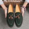 Trend Designer Britain Retro Pointed Tassels Suede Wedding Leather Oxford Shoes Men Casual Loafers  Formal Dress Zapatos Hombre