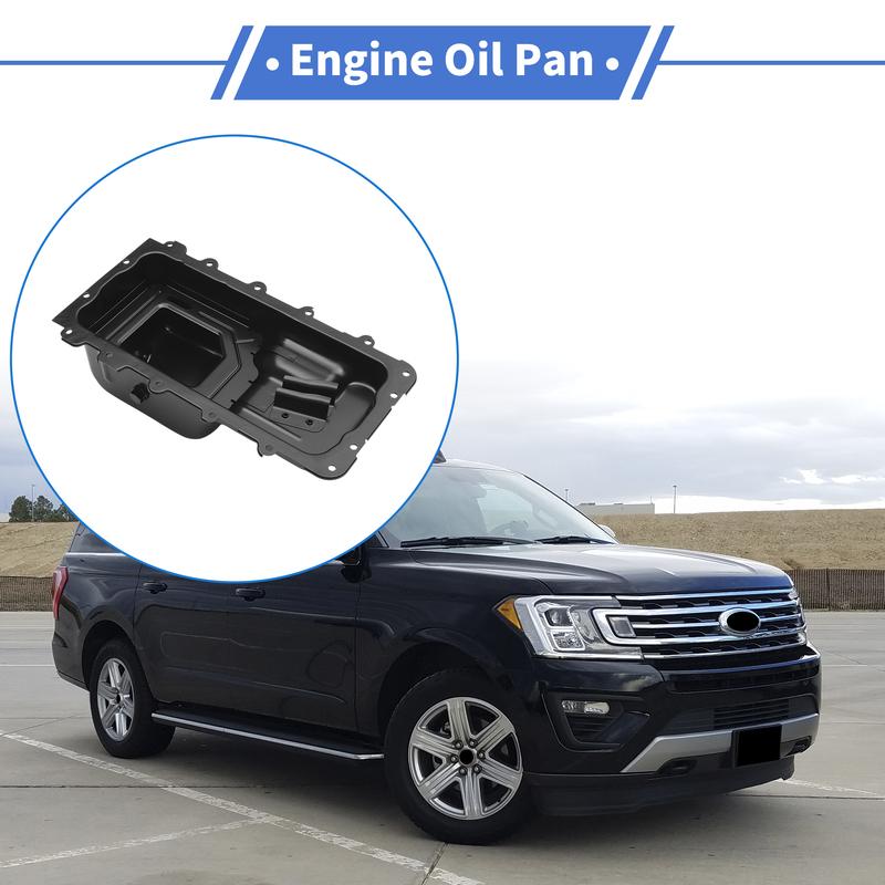 UXCELL 1 Pc No.2L1Z6675BA Engine Oil Pan for Ford Expedition 2002-2008 Iron Black