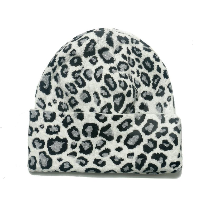 Shein autumn and winter new wool hat fashion versatile thermal hat casual cycling ear hat leopard print knitted hat women