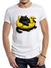 SPAPEX Funny Black Cat In The Dark Shaped Life Buoy Printed TShirt Graphic Casual Hipster Man T Shirt Hip Hop Loose Women Tees