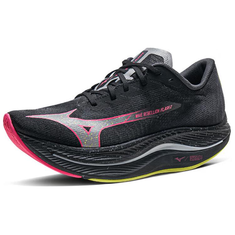 Mizuno Wave Rebellion Flash 2 Black Pink Tetra Unisex Sneakers Silver J1GC243652