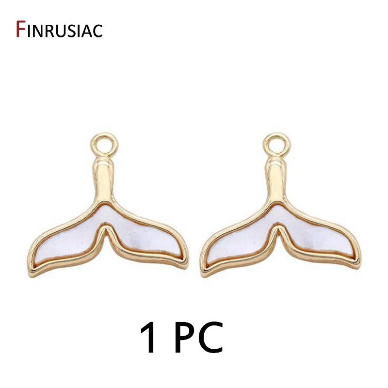 14K Gold Plated Brass Small Cute Mermaid Whale Tail Charm Pendant For Jewelry Making DIY Bracelets Necklace Earring Findings