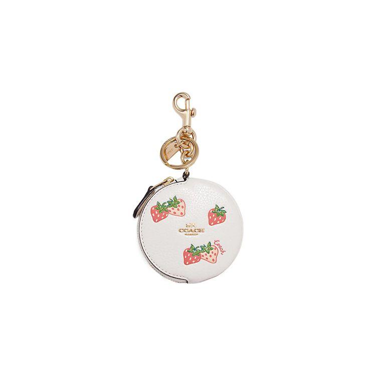 

Coach Pouch 9 Zipper Strawberry Print Pebble Leather Key Coin Purse Women pouches White CB611-IMCAH Basic Set (Bag+Dust Bag)