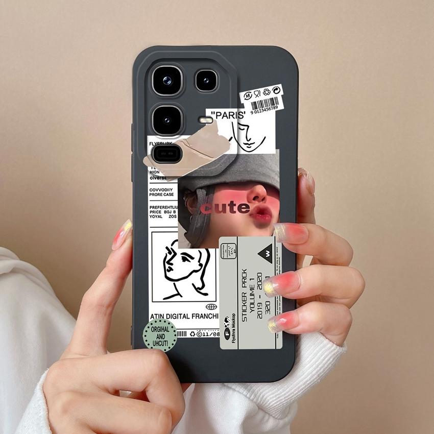 Bumper Bags For Infinix Note 50X 50 Pro Plus 50S Elegant Girls Patterns Square Soft Liquid Silicone Anti Drop Protective Cases For Infinix Back Covers