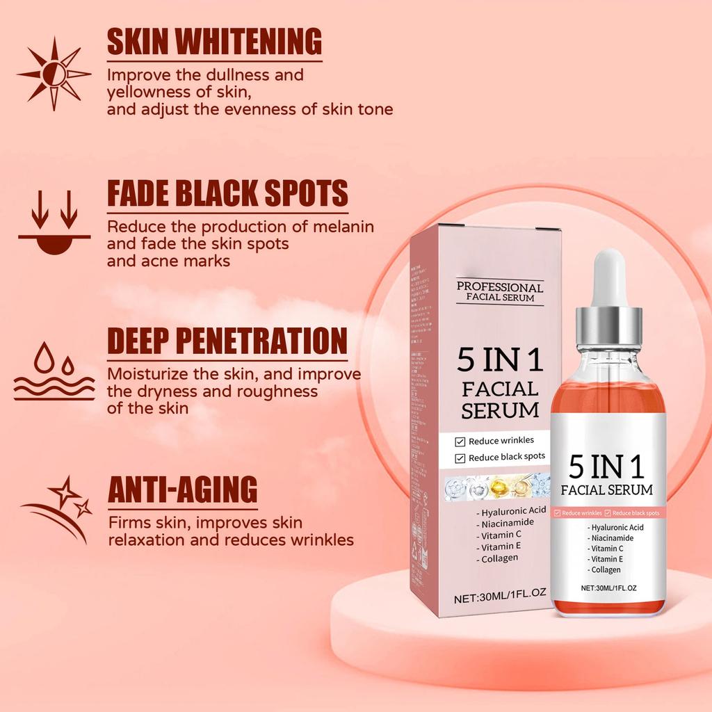 5-in -1 Facial Serum Gentle Nourishing and Replenishing Skin Care Essence