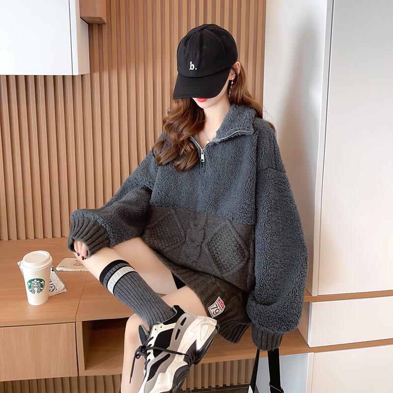 

IMAGINEX Women s Casual Stand Collar Long Sleeve Sweater One Size