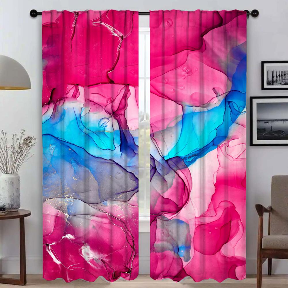 

M-MarbleS Тюль для спальни, домашний интерьер, шторы, 2 шт., элегантные шторы для комнаты, затемняющие шторы, украшения на Хэллоуин, оттенки W50xH70cmx2pcs-CL