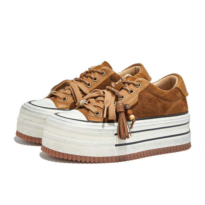 Fashion AIYUQI 2025 New Women's Sneakers Thick-soled Retro Women Skateboard Shoes Large-Size Genuine Leather Casual Shoes female Shoes