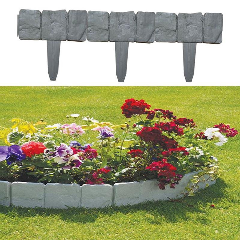 10 Stück Gartenzaun Imitationsstein Pflanzenstützpfahl Outdoor Einfassung Dekorative Bordüre DIY Rasen Hof Landschaft Pflanzenzaun